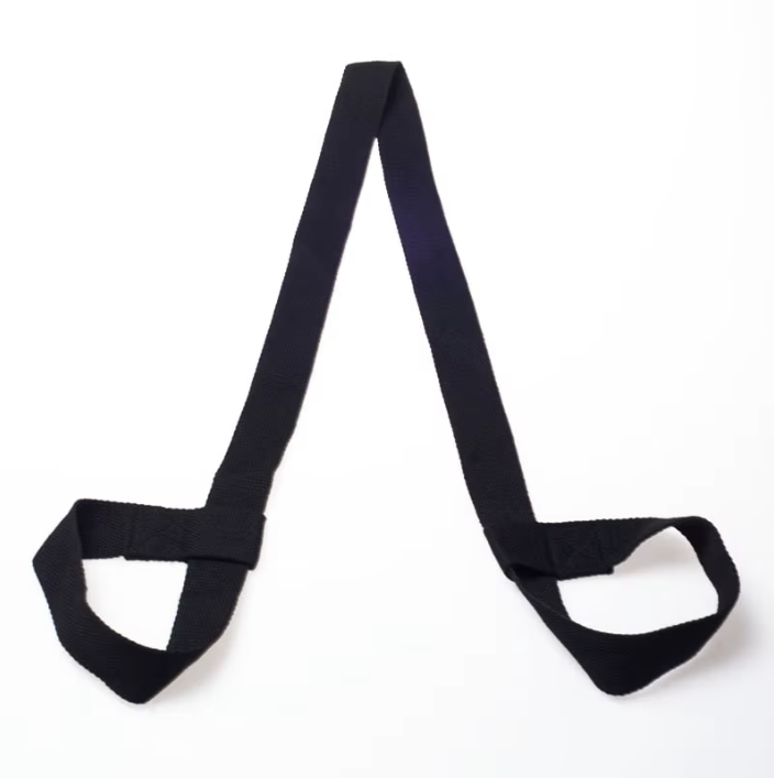 Black Squat Steady nylon support strap on a white background
