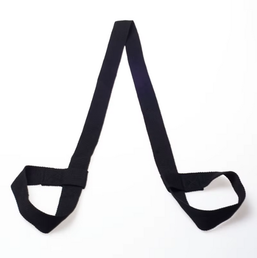 Black Squat Steady nylon support strap on a white background